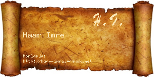 Haar Imre névjegykártya